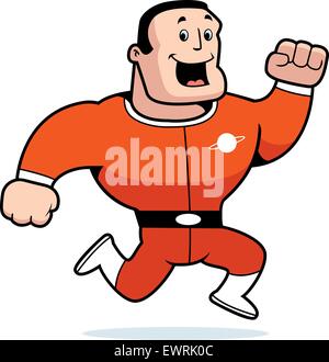 A happy cartoon astronaut running and smiling. Stock Vector