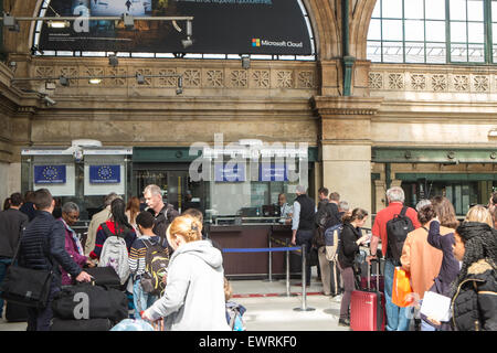 Border passport control.Eurostar,Gare du Nord,Paris,France Stock Photo