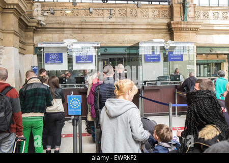 Border passport control.Eurostar,Gare du Nord,Paris,France Stock Photo