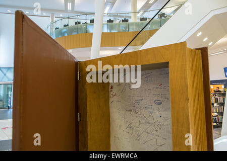 Education,Public art,writing,in,giant,Imagine book at Award winning Central Library,Liverpool,Merseyside,England, Stock Photo