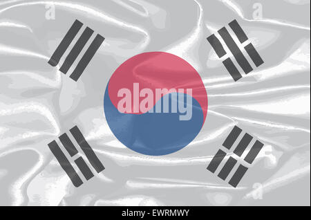 The flag of South Korea with silk effect Stock Photo