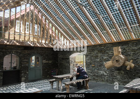 At solar panel roof restaurant at  CAT ,Machynlleth,Powys,Wales,U.K. Stock Photo