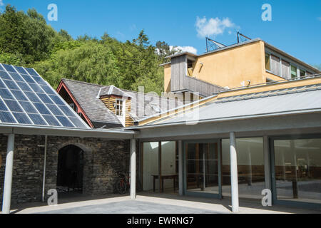 at solar panel roof restaurant and WISE Buildings at CAT Machynlleth,Powys,Wales, Stock Photo