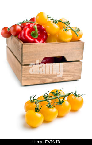 yellow tomatoes on white background Stock Photo