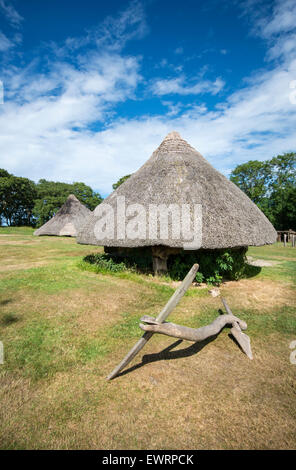 Castell Henllys iron age village and hill fort in Pembrokeshire, South Wales Stock Photo