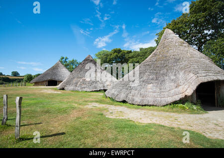 Castell Henllys iron age village and hill fort in Pembrokeshire, South Wales Stock Photo