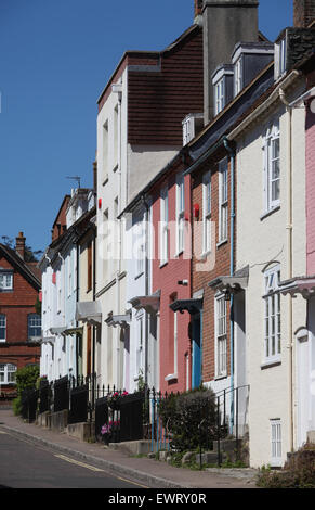 Coloured terrace houses in Nelson Place, Lymington Stock Photo