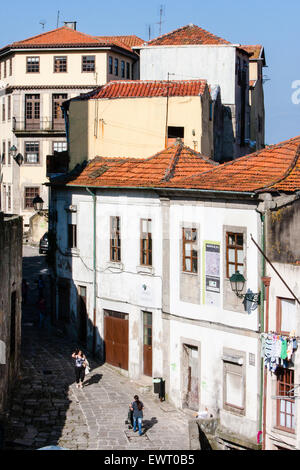 The Ribeira district, the medieval area on the north bank of Douro River.  Porto, also known as Oporto, is the second largest ci Stock Photo