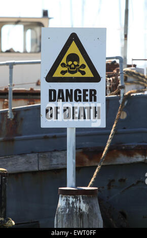 Danger of Death Sign in Lymington Harbour Hampshire Stock Photo