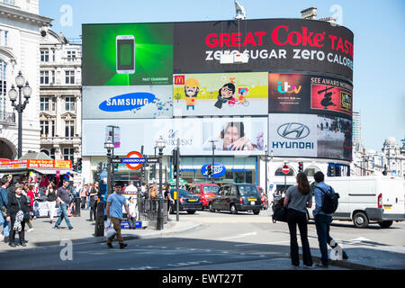 Illuminated advertising signs, Piccadilly Circus, West End, City of Westminster, London, England, United Kingdom Stock Photo