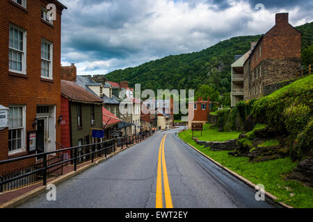 Historic buildings and shops on High Street in Harper's Ferry, West Virginia. Stock Photo
