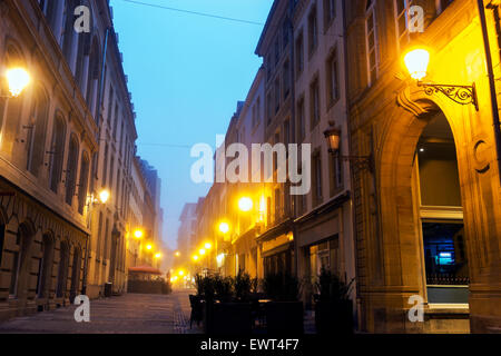 Streets of Luxembourg at sunrise. Luxembourg City, Luxembourg. Stock Photo