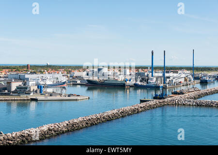 View of town and harbour, Skagen, North Jutland Region, Denmark Stock Photo