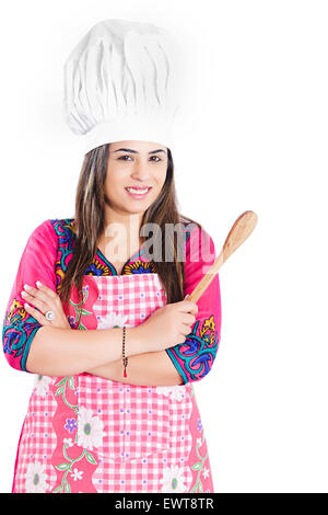 1 indian Woman Housewife Cooking Stock Photo