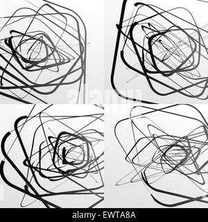 Artistic abstract vector. Random rounded squares. Set of 4 versions. Stock Vector
