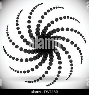 Swirling abstract vector element, dotted radiating lines Stock Vector
