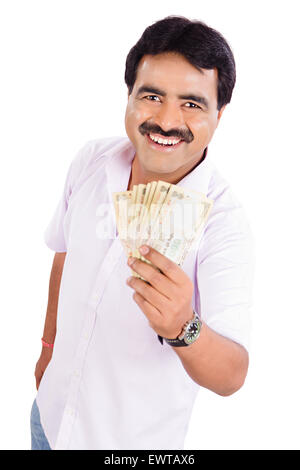 1 indian man money showing Stock Photo