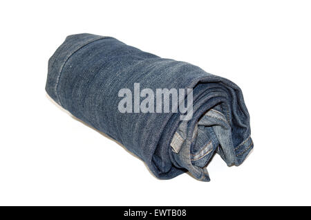 roll jeans isolated on white background Stock Photo