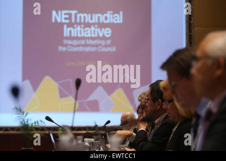 Sao Paulo, Brazil. 30th June, 2015. The Coordinating Council of the 'NETmundial' Initiative meets in Sao Paulo, Brazil, June 30, 2015. The NETmundial Initiative is a project for the cooperation in Internet governance. © Rahel Patrasso/Xinhua/Alamy Live News Stock Photo