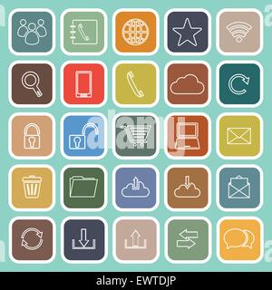 Communication line flat icons on green background, stock vector Stock Vector