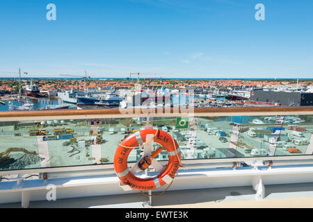 View of town and harbour from sundeck of Royal Caribbean cruise ship, Skagen, North Jutland Region, Denmark Stock Photo