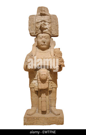 Sandstone Figure of Ruler 8, Toniná, Ocosingo, Chiapas, Mexico Late Classic Period (AD 600-900) Stock Photo