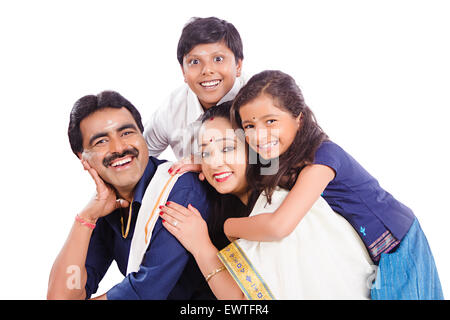 South Indian Parents and kids enjoy Stock Photo