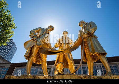 Statue of Boulton, Watt and Murdoch in Birmingham City, West Midlands England UK Stock Photo