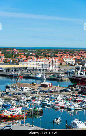 Harbour marina and town view, Skagen Harbour, Skagen, North Jutland Region, Denmark Stock Photo