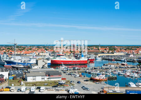 Harbour marina and town view, Skagen Harbour, Skagen, North Jutland Region, Denmark Stock Photo