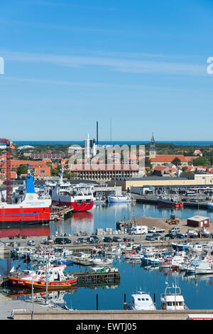 Harbour marina and town view, Skagen Harbour, Skagen, North Jutland Region, Denmark Stock Photo