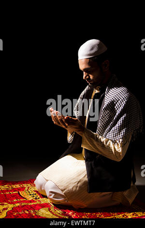 1 indian Muslim man Namaz Stock Photo