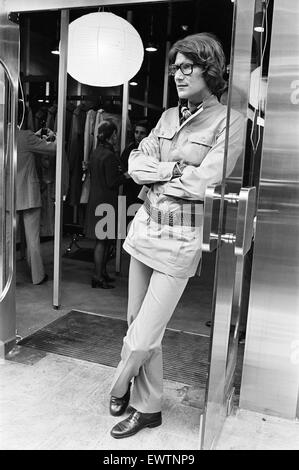 Yves Saint Laurent, designer, pictured outside his first London Rive Gauche store on New Bond Street, London, opening day, 10th September 1969. Stock Photo