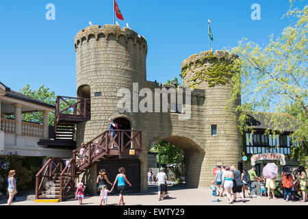 Castle Gate, Market Square, Chessington World of Adventures Theme Park, Chessington, Surrey, England, United Kingdom Stock Photo