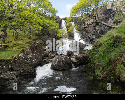 Eas Fors waterfall situated Allt an Eas Fors Burn Isle of Mull Argyll and Bute Scotland one of the most spectacular waterfalls on Mull Stock Photo