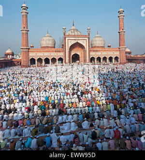 Festival of Eid-ul-fitr being celebrated at the Jama Masjid mosque in old Delhi, India. Stock Photo