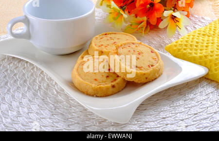 Raspberry Shortbread Cookies Stock Photo