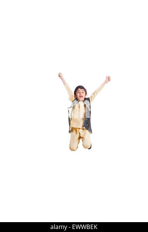1 indian child boy Jumping Stock Photo