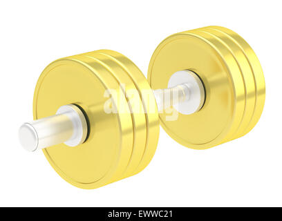 Adjustable golden dumbbell isolated Stock Photo