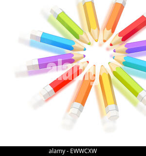 Circle made of pencils isolated Stock Photo