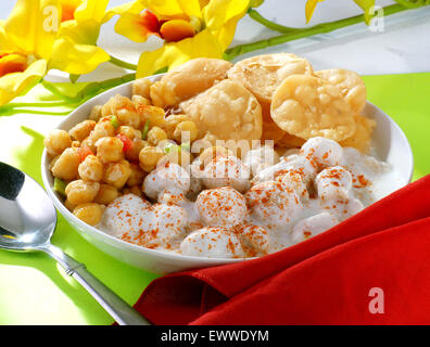 Delicious Chana Chaat with Dahi Bhalley & Papri Stock Photo