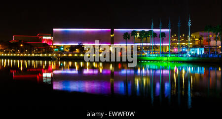 FEBRUARY 20, 2015 - TAMPA, FLORIDA: The City of Tampa is awash in color during the Lights on Tampa 2015 art festival. Stock Photo