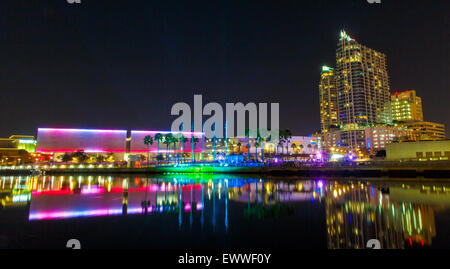 FEBRUARY 20, 2015 - TAMPA, FLORIDA: The City of Tampa is awash in color during the Lights on Tampa 2015 art festival. Stock Photo