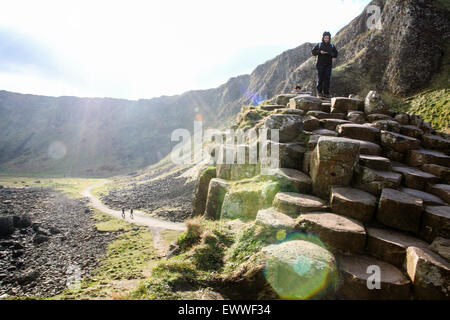 The lunar-like landscape of Giant's Causeway. The Causway is a geological freak, caused by volcanic eruptions and cooling lava r Stock Photo