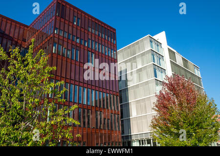 Two modern office buildings seen in Hamburg Stock Photo