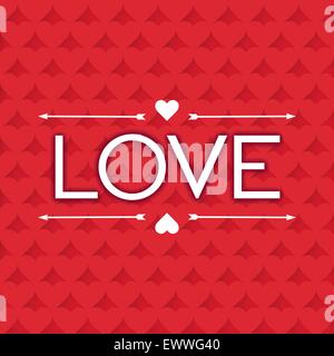 Just design lettering word LOVE on a red background from hearts Stock Vector