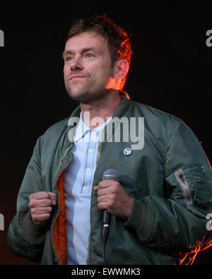 Blur plays British Summertime Hyde Park 2015 on 20/06/2015 .   Persons pictured: Damon Albarn. Picture by JEP Music Photography Stock Photo