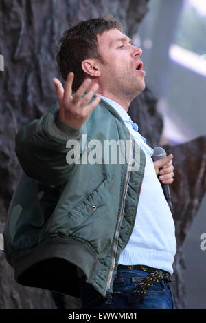 Blur plays British Summertime Hyde Park 2015 on 20/06/2015 .   Persons pictured: Damon Albarn. Picture by JEP Music Photography Stock Photo