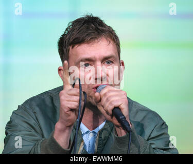 Blur plays British Summertime Hyde Park 2015 on 20/06/2015 .   Persons pictured: Damon Albarn. Picture by JEP Music Photography Stock Photo