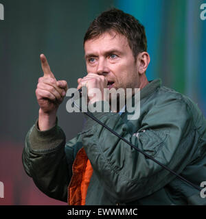 Blur plays British Summertime Hyde Park 2015 on 20/06/2015 .   Persons pictured: Damon Albarn. Picture by JEP Music Photography Stock Photo